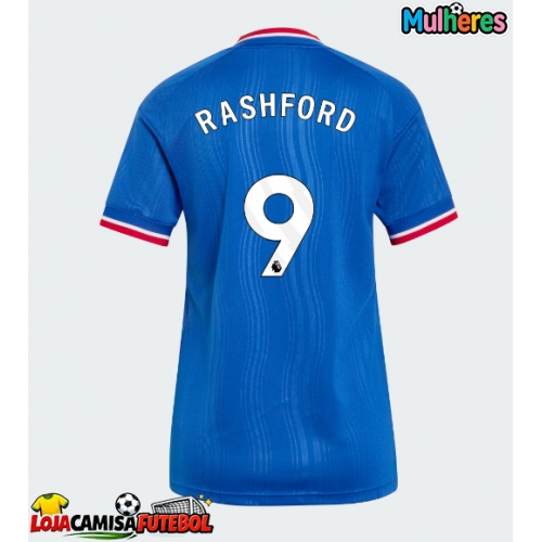 Camisa de Futebol Manchester United Marcus Rashford #9 Equipamento Secundário Mulheres 2026-27 Manga Curta